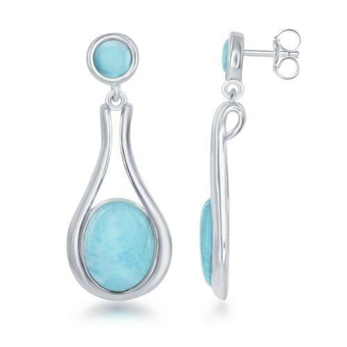 Caribbean Treasures Sterling Silver Blue Larimar Earrings ユニセックス