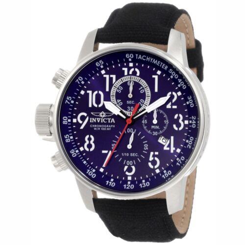 Invicta Men s Watch Blue Dial 1/10 Second Lefty Chronograph Leather Strap 1513 メンズ