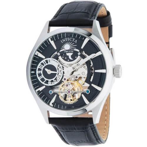 Invicta Men's Watch Objet D Art Automatic Semi Skeleton Dial Leather Strap 30440 メンズ