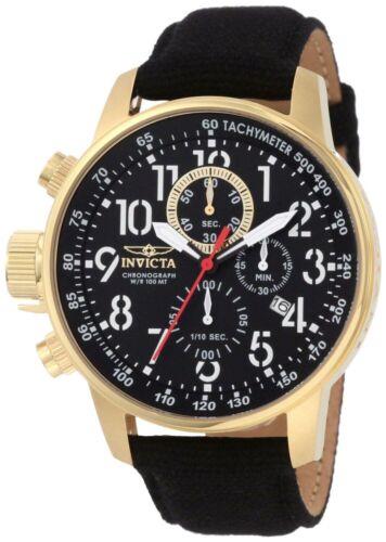 Invicta Men s Watch I Force Gold Lefty Chronograph Black Dial Leather Strap 1515 メンズ