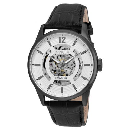 Invicta Men's Watch Objet D Art White and Silver Tone Skeleton Dial Strap 22597 メンズ