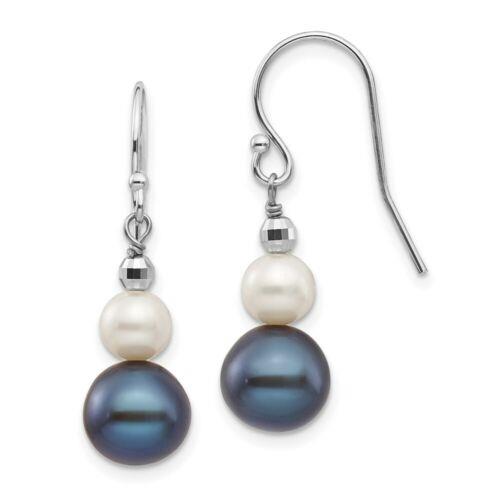 Jewelry 14K White Gold 6-9mm Semi-round FWC Pearl Graduated Dangle Earrings ˥å