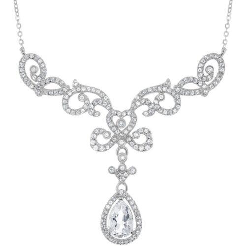 Bellissima Women's Necklace White Topaz Elaborate Designed Teardrop BLM-5547 レディース