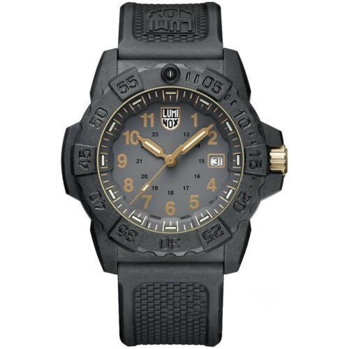 ߥΥå Luminox Men's Watch Navy Seal Quartz Black Steel Case Rubber Strap 3508.Gold 
