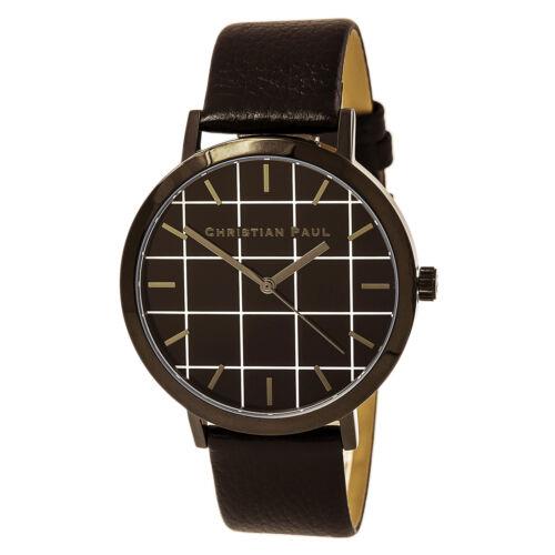 Christian Paul Men's Watch Grid Pattern Black and White Dial Quartz Strap GR-01 メンズ