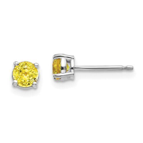 Jewelry Women 039 s Earrings 14k White Gold Yellow Sapphire November Birthstone 4mm レディース