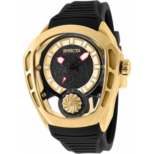 Invicta Men's Watch Akula Automatic Black and Gold Tone Dial Rubber Strap 35443 