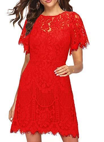 MSLG Cocktail Dresses Women Wedding Guest Summer Floral Lace Evening Party レディース