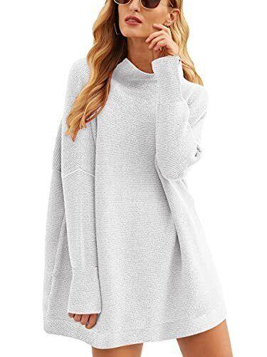 ANRABESS Womens Loose Oversized Mock Neck Fall Winter Chunky Warm Cute Gray fB[X