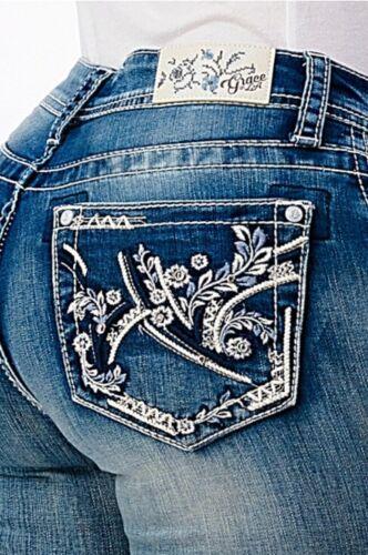 Grace In LA グレース Grace in LA Women's Western Floral Embroidered Bootcut Stretch Jeans レディース