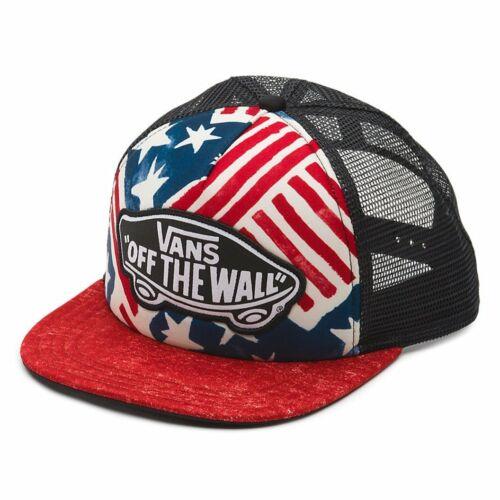 バンズ Vans Off The Wall Women's USA Print Beach Girl Trucker Hat Cap in Red/White/Blue レディース