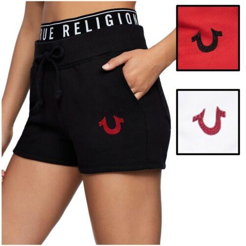True Religion Women's Logo Trim Elastic Waist Activewear Sweat Shorts レディース