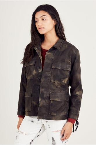 True Religion Women's Coated Military Stretch Fabric Jacket in Rough Turf レディース