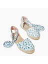 MANEBI Womens Blue Floral Strappy Round Toe Platform Lace-Up Espadrille Shoes 36 レディース