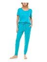 JACLYN INTIMATES Turquoise Short Sleeve T-Shirt Cuffed S fB[X