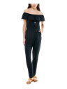 S[h PLANET GOLD Womens Black Crochet Tie Off Skinny Jumpsuit Juniors XXL fB[X