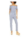 S[h PLANET GOLD Womens Navy Tie Short Sleeve Skinny Jumpsuit Juniors L fB[X