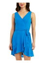 BCX Womens Blue Line Tie Belt Pullover Sleeveless A-Line Dress Juniors L fB[X