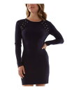 BCX Womens Navy Fitted Laced Grommets Unlined Sweater Dress Juniors M fB[X