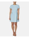 ベッツィージョンソン BETSEY JOHNSON Womens Light Blue Short Sleeve Fit + Flare Dress Petites 4P レディース