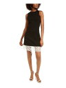 ベッツィージョンソン BETSEY JOHNSON Womens Black Trim Sleeveless Short Sheath Dress Petites 6P レディース