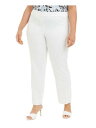 iCEGXg NINE WEST Womens White Pocketed Zippered Stretch Pinstripe Skinny Pants 18W fB[X