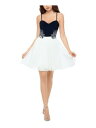 BLONDIE NITES Womens White Spaghetti Strap Mini Formal Dress Juniors 7 fB[X