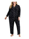 ALFANI Womens Black Band Button Up Top Straight leg Pants Pajamas Plus 1X fB[X