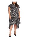 ヴィンス VINCE CAMUTO Womens Black Short Sleeve Midi Wear To Work Dress Plus 24W レディース