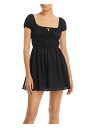 FAITHFULL THE BRAND FAITHTHE BRAND Womens Black Tie Lined Pullover Pouf Sleeve Mini Dress 12 レディース