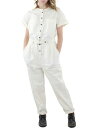 PISTOLA Womens Ivory Belted Snap Closure Short Sleeve Straight leg Jumpsuit XS fB[X