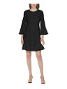 JoNC CALVIN KLEIN Womens Black Princess Seams Bell Sleeve Short Fit + Flare Dress 8 fB[X