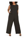 JoNC CALVIN KLEIN Womens Black Short Sleeve Evening Wide Leg Jumpsuit Plus 14W fB[X