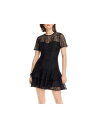 LINI Womens Lace Illusion Neckline Short Evening Fit + Flare Dress レディース