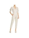 WC[ JOIE Womens Beige Tie Button Pouf Sleeve Surplice Neckline Cropped Jumpsuit L fB[X