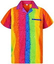 V.H.O. Funky Hawaiian Shirt for Men Short Sleeve Front-Pocket Rainbow Vertical メンズ