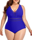 Daci Women Blue Plus Size One Piece Swimsuits V Neck Backless Bathing Suit 24 レディース