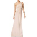 Adrianna Papell ADRIANNA PAPELL Women's Blush Embellished Lace One-shoulder Gown Dress 2 TEDO fB[X