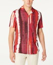 INC International Concepts INC Men's Regular Fit Tie Dyed Stripe Camp Shirt Pink Size XXX-Large メンズ