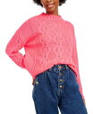 Hooked Up By Iot ファッション セーター Hooked Up By Iot Junior's Cable Knit Sweater Bright Pink Size Large カラー:Pink■ご注文の際は、必ずご確認くだ...