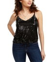 Crave Fame Junior's Sequin Tank Top Black Size X-Small レディース