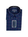 CLUBROOM Mens Navy Plaid Long Sleeve Collared Quarter-Zip Cotton Shirt 16.5 34 Y