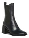 f STEVE MADDEN Womens Black Pull Tab Argent Toe Block Heel Leather Chelsea 6 M fB[X