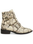 STEVEN NEW YORK Womens Beige Snake Hazan Almond Toe Block Heel Booties 7.5 M レディース