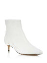 xbJ~Rt REBECCA MINKOFF Womens White Siya Pointed Toe Kitten Heel Leather Booties 7.5 M fB[X