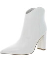 MARC FISHER Womens White Lezari Pointy Toe Block Heel Leather Booties 5.5 M fB[X