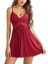 Avidlove Women Babydoll Nightgown Chemises Lace Modal Sleepwear V-Neck Full Slip fB[X