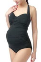 Momo Maternity Bathing Suit UPF 50 One Piece Halter Womens Maternity Swimwear レディース