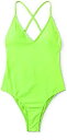 SOLY HUX Womens Plunge Neck Cross Back High Cut One Piece Swimsuit XXL-Green レディース