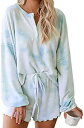 YOBECHO Yobecho Womens Tie Dye Print Long Sleeve Loungewear Nightwear (Small) fB[X